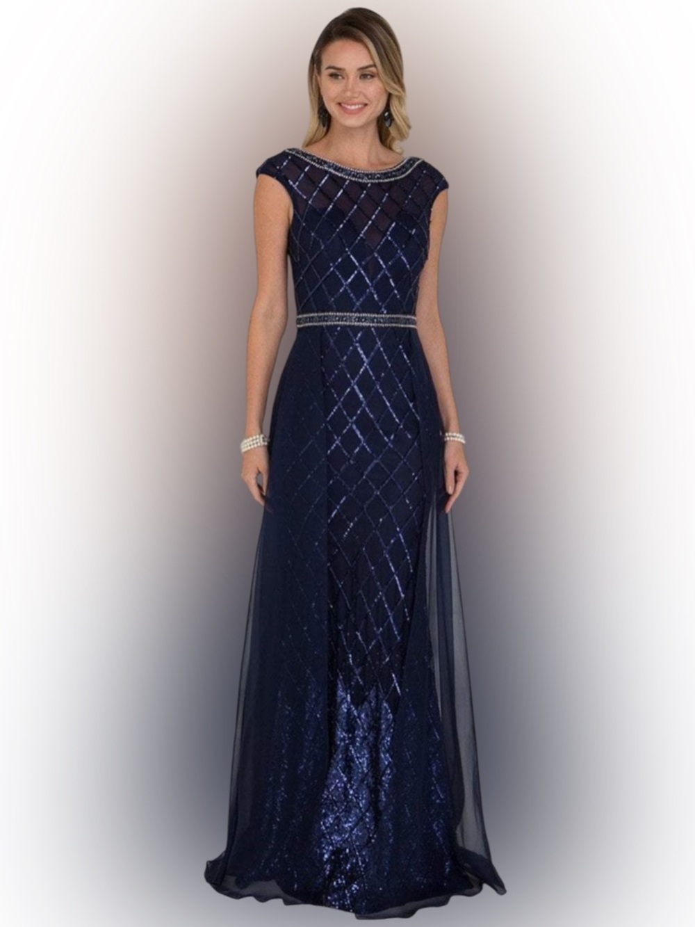 GLS Collective Navy Beaded Prom Dress